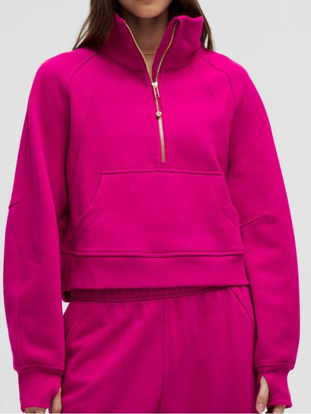 lululemon (XS/S) Scuba Oversized Funnel-Neck Half Zip Ripened Raspberry / Gold
